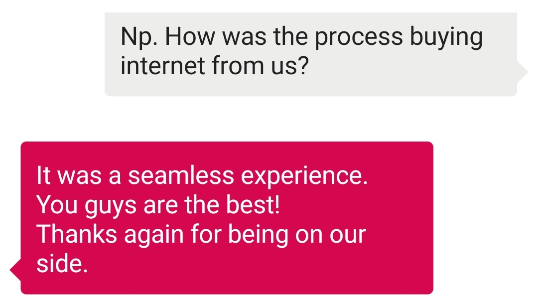 Client message: it was a seamless experience, you guys are the best